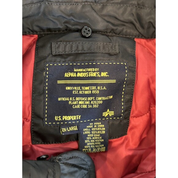 ALPHA INDUSTRIES Bomber B-15 Flight Jacket Fart-Pac Eagles Vintage Coat Sz 2XL - Picture 6 of 9